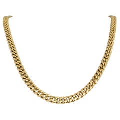 14 Karat Yellow Gold Hollow Thick Cuban Curb Link Chain Necklace