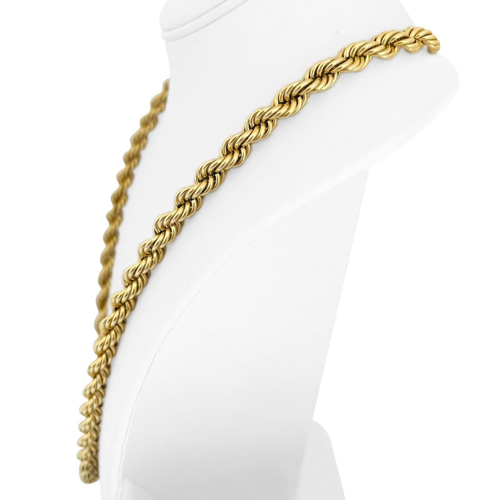 Collar de cadena de cuerda larga de oro amarillo de 14k 54,3 g de grosor hueco de 7,5 mm 30