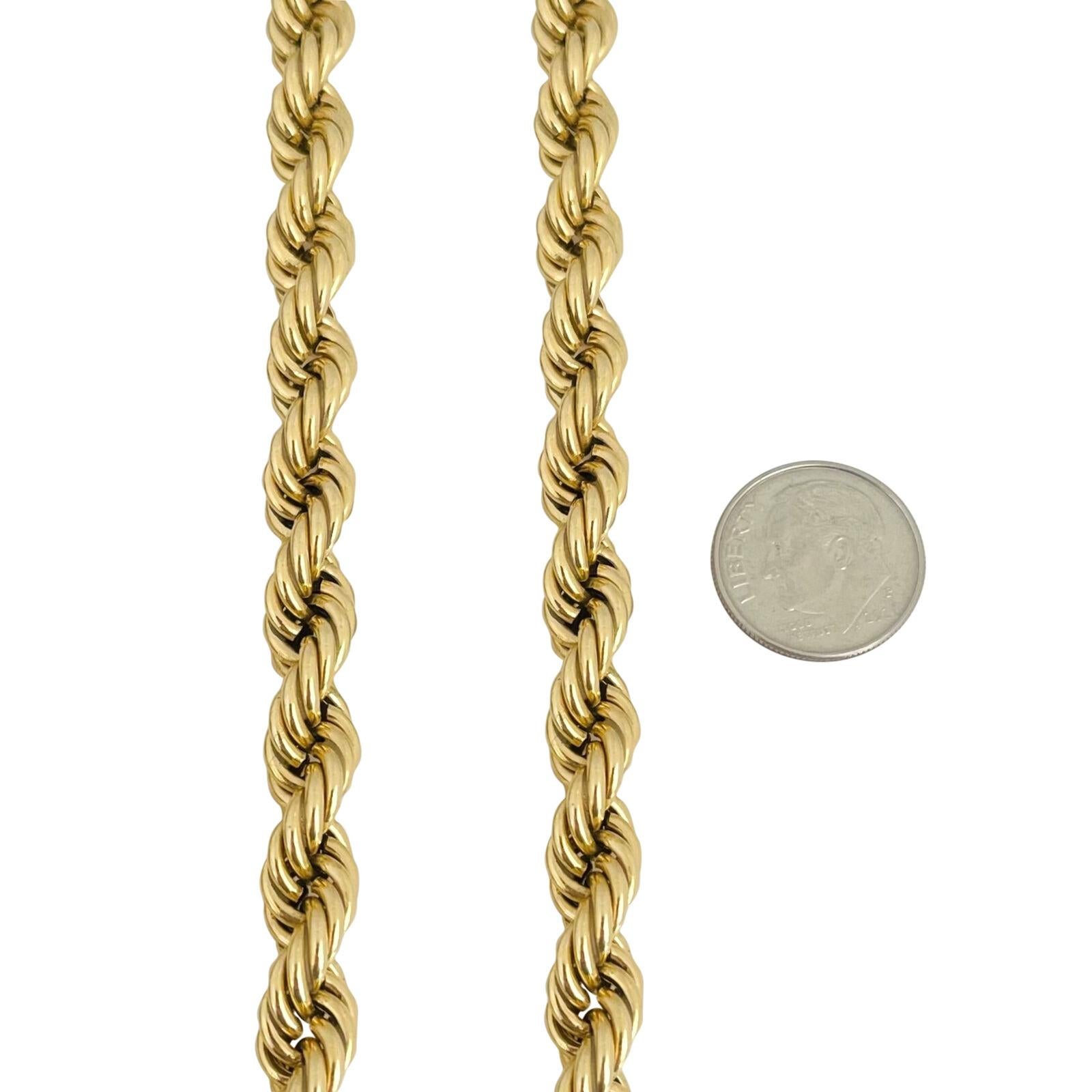 Collar de cadena larga de cuerda gruesa hueca de oro amarillo de 14 quilates 1