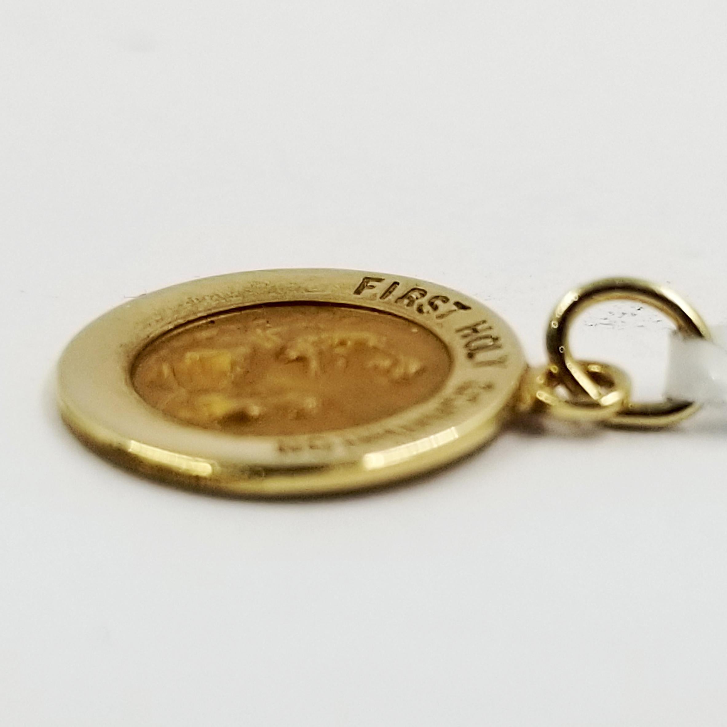14 Karat Yellow Gold Holy Communion Pendant or Charm With Engraveable Back. 