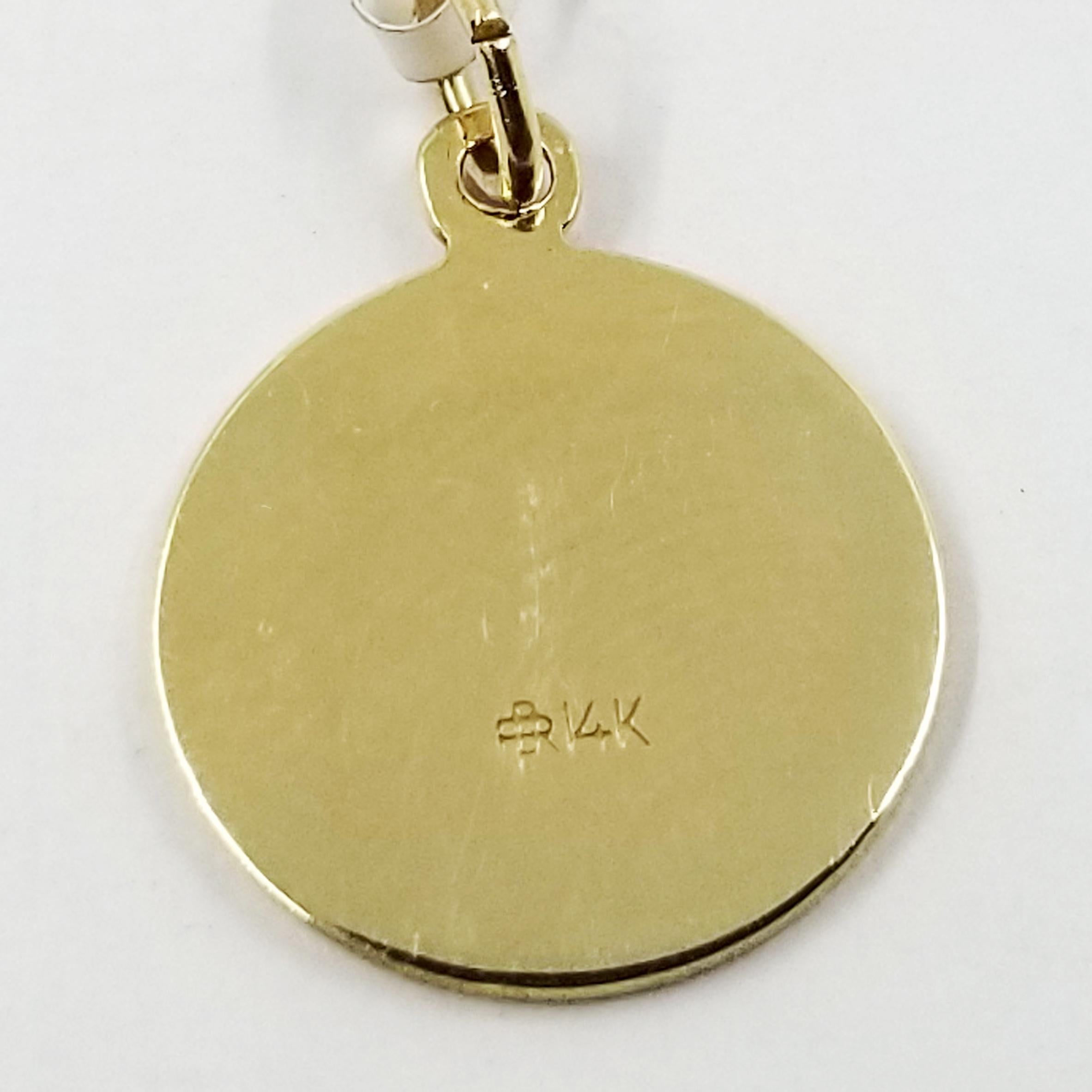 14 Karat Yellow Gold Holy Communion Medal In New Condition In Coral Gables, FL