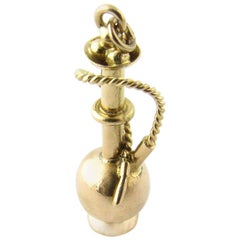 Vintage 14 Karat Yellow Gold Hookah Pipe Charm