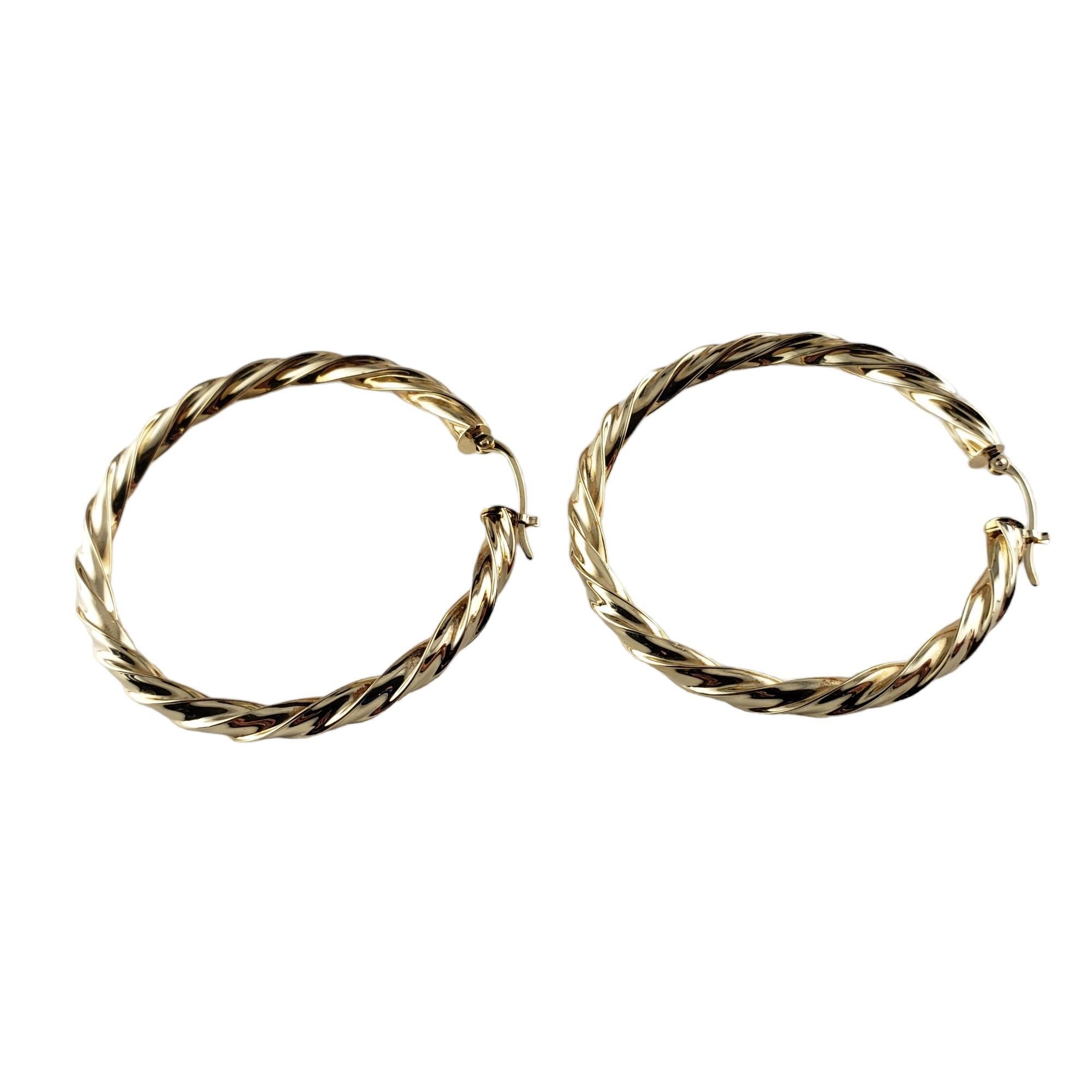 Women's 14 Karat Yellow Gold Hoop Earrings #15402 For Sale