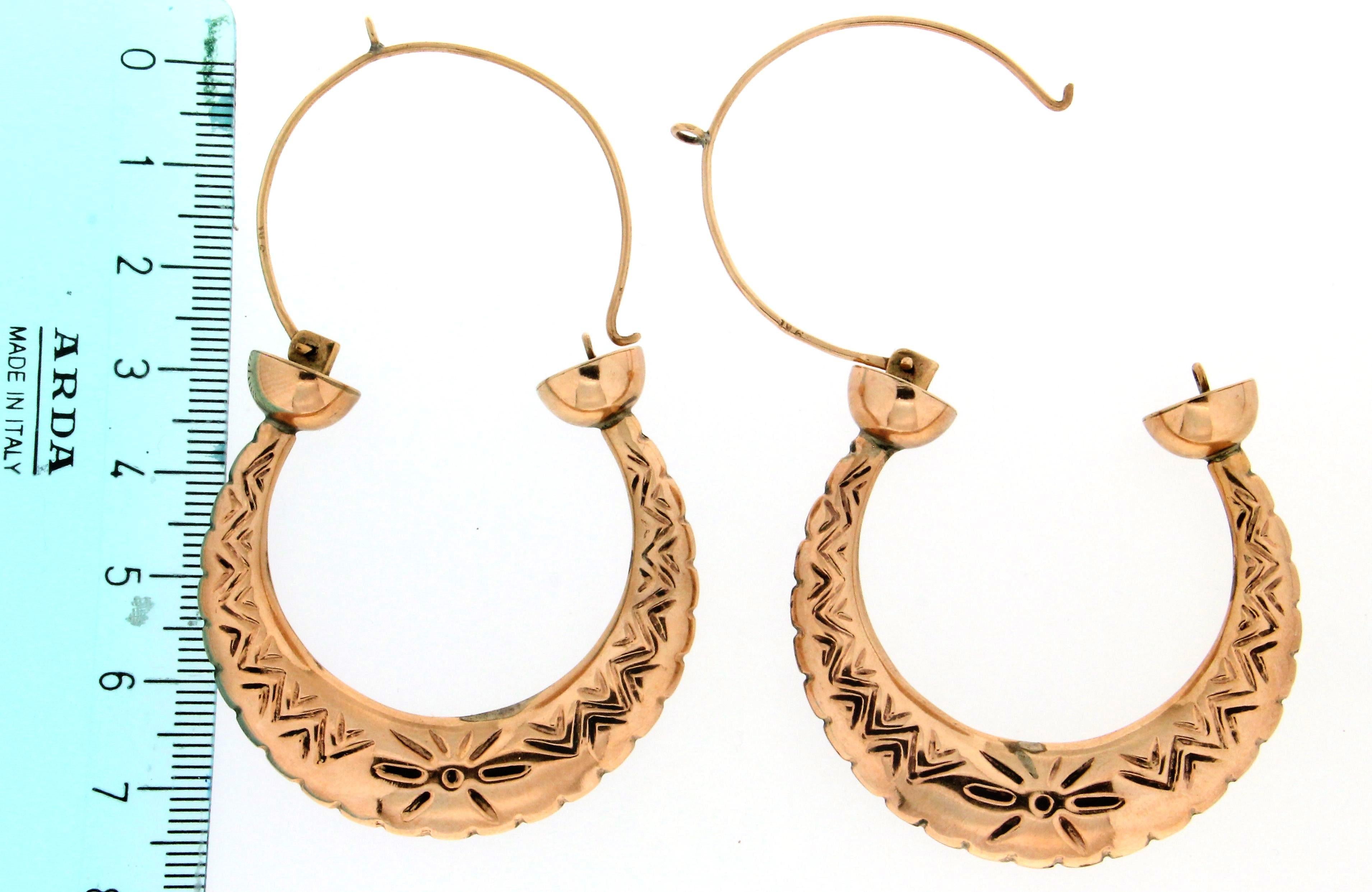 14 Karat Yellow Gold Hoop Earrings In New Condition In Marcianise, IT
