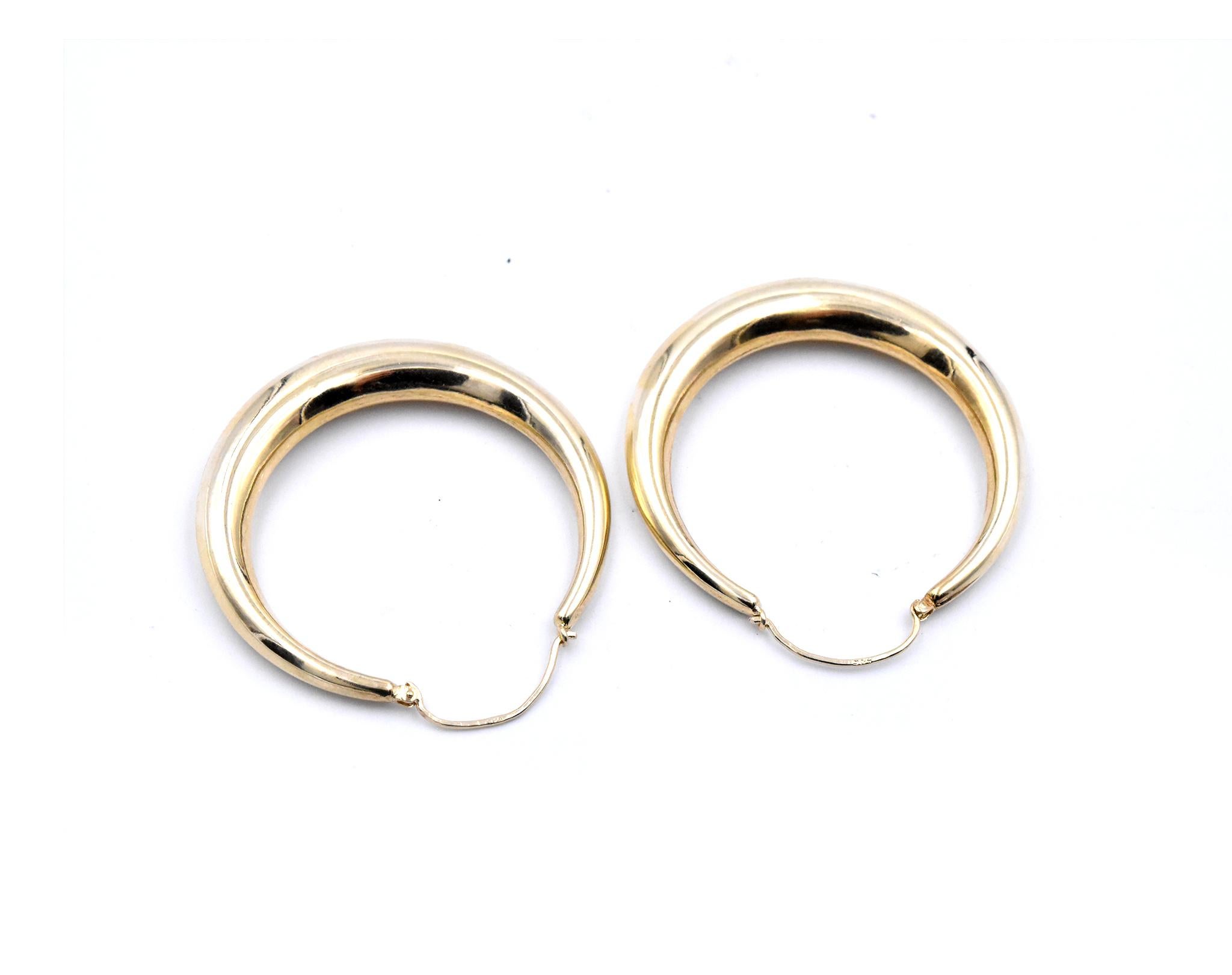 Women's or Men's 14 Karat Yellow Gold Hoop Earrings