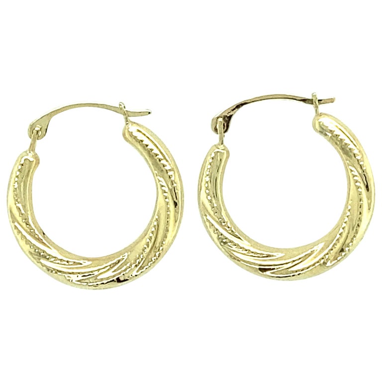 14 Karat Yellow Gold Hoop Earrings at 1stDibs