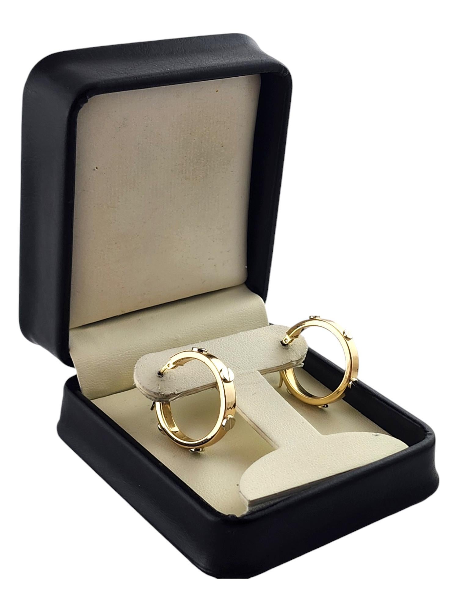 14 Karat Yellow Gold Hoops with White Gold Screws #19145 4