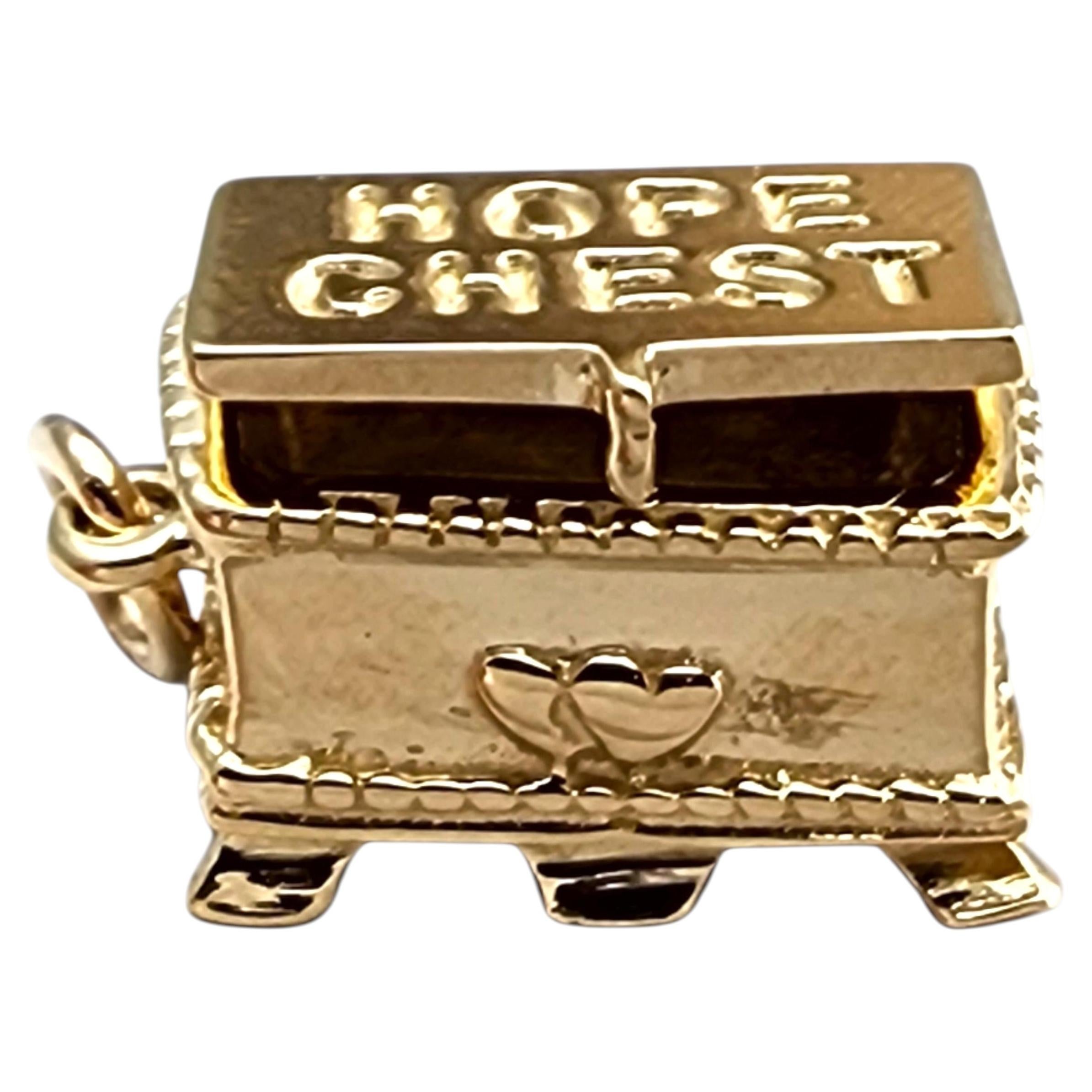 14 Karat Yellow Gold Hope Chest Charm #24246 For Sale