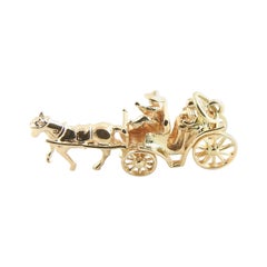 Vintage 14 Karat Yellow Gold Horse and Carriage Charm