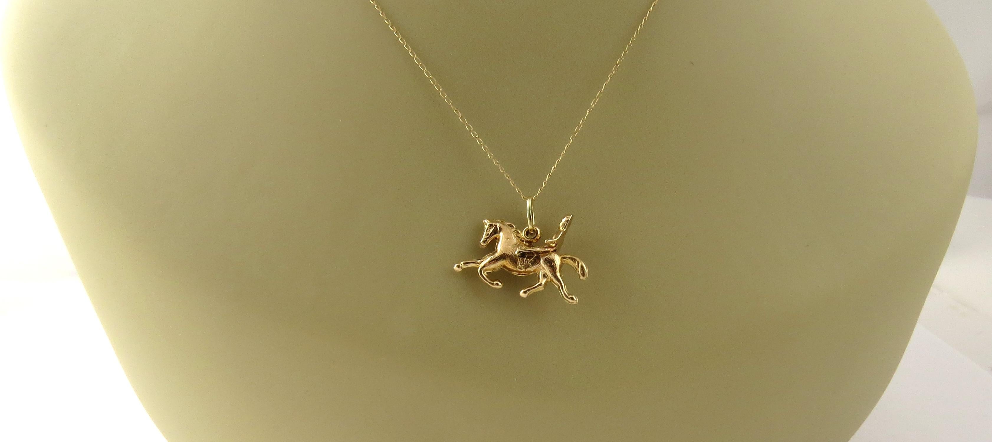 14 Karat Yellow Gold Horse and Rider Charm 3