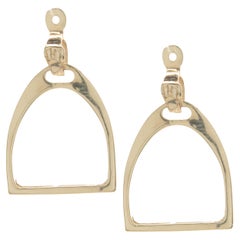 14 Karat Yellow Gold Horse Stirrup Earring Enhancers