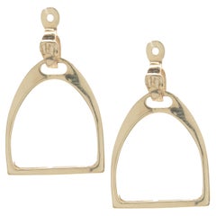 14 Karat Yellow Gold Horse Stirrup Earring Enhancers