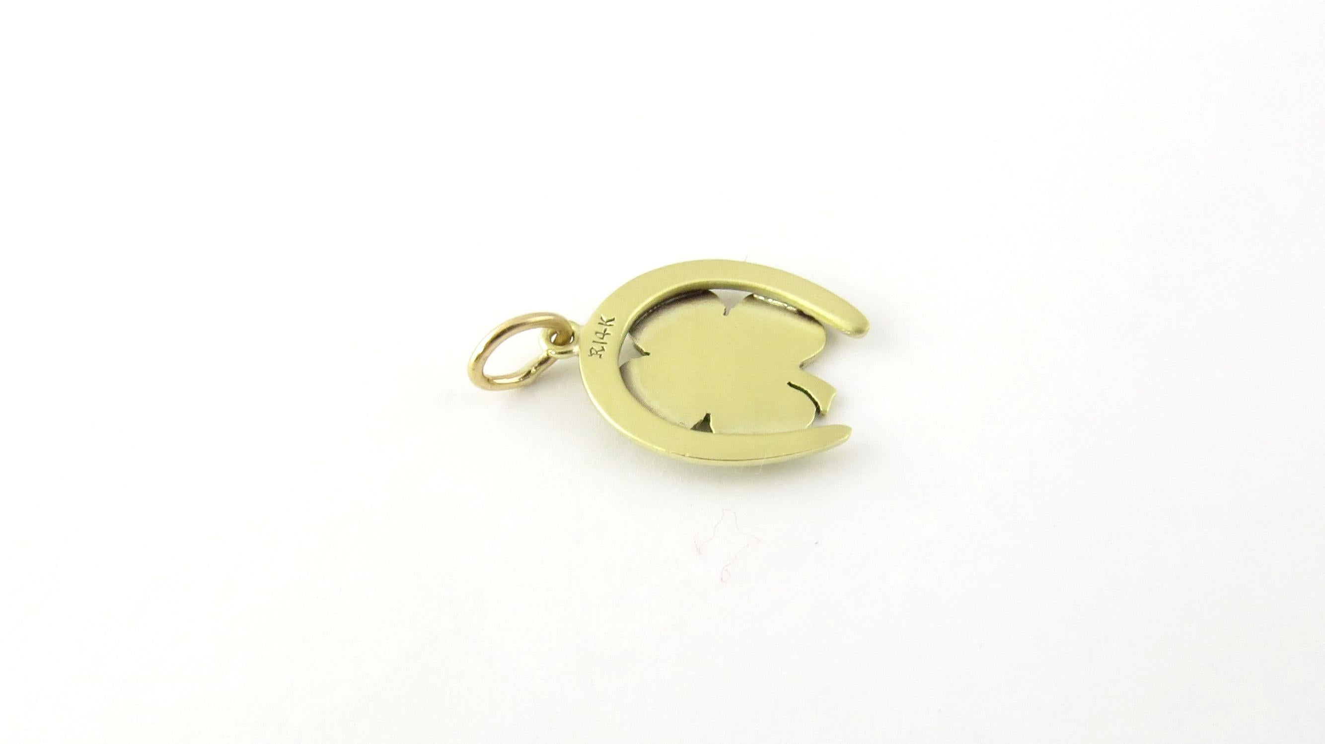 14 Karat Yellow Gold Horseshoe and Shamrock Charm In Good Condition In Washington Depot, CT