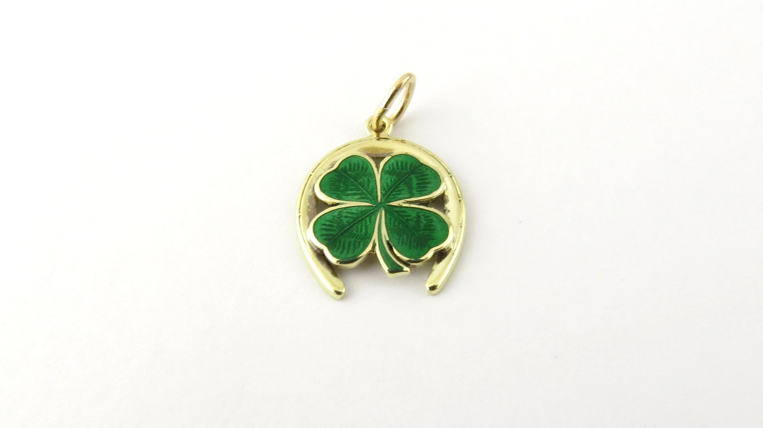 14 Karat Yellow Gold Horseshoe and Shamrock Charm 1