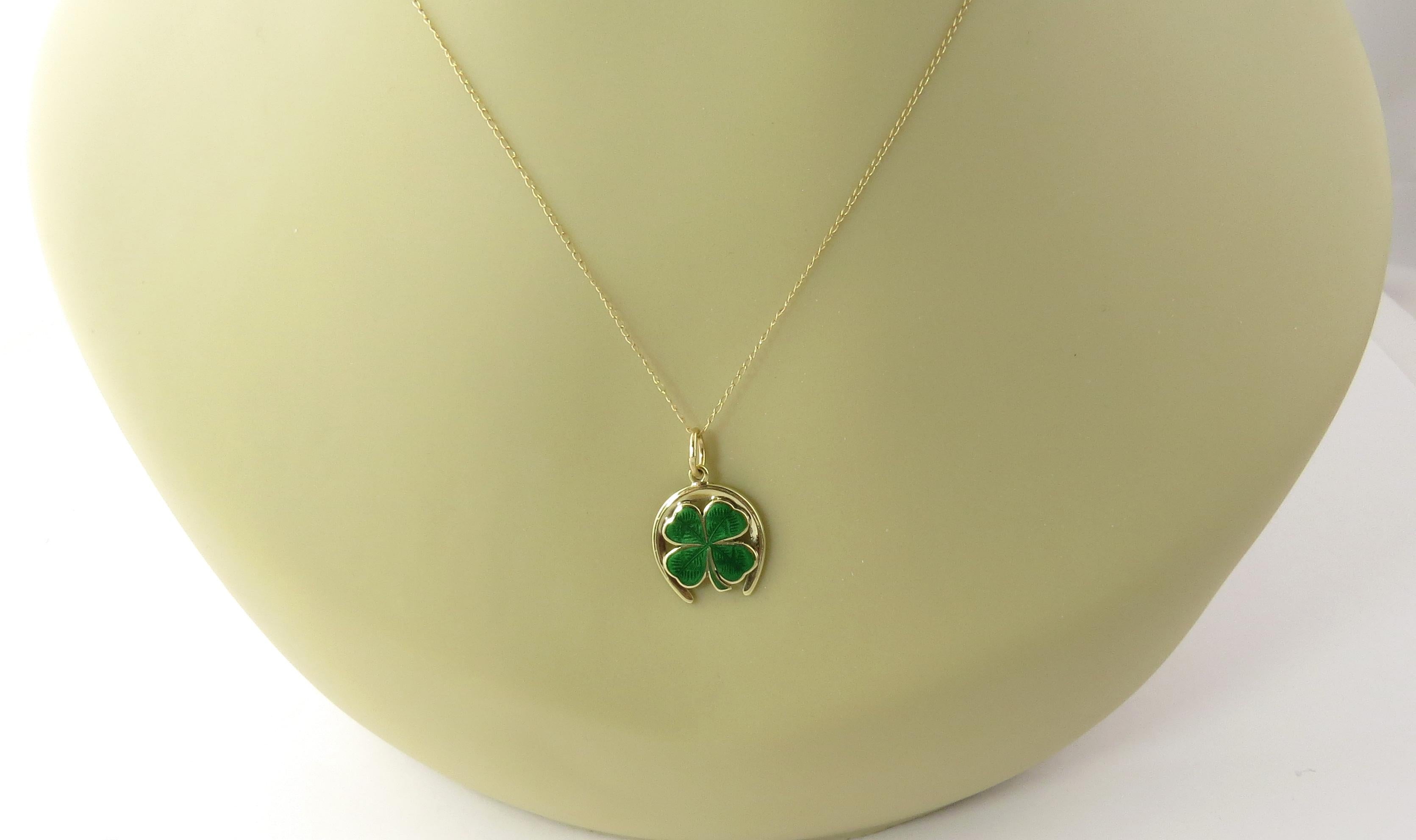 14 Karat Yellow Gold Horseshoe and Shamrock Charm 2