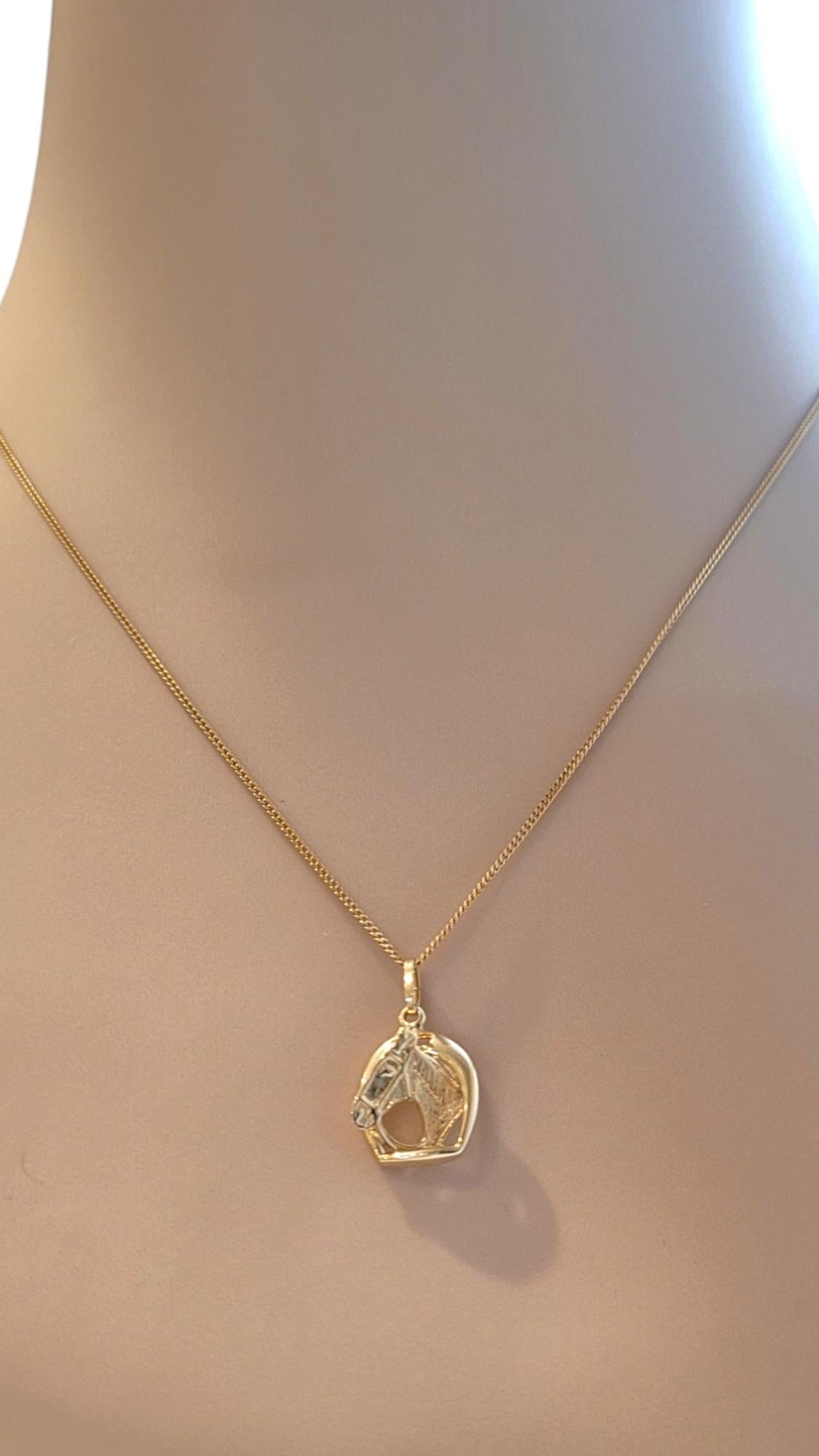 14 Karat Yellow Gold Horseshoe/ Horse Pendant #20167 For Sale 6