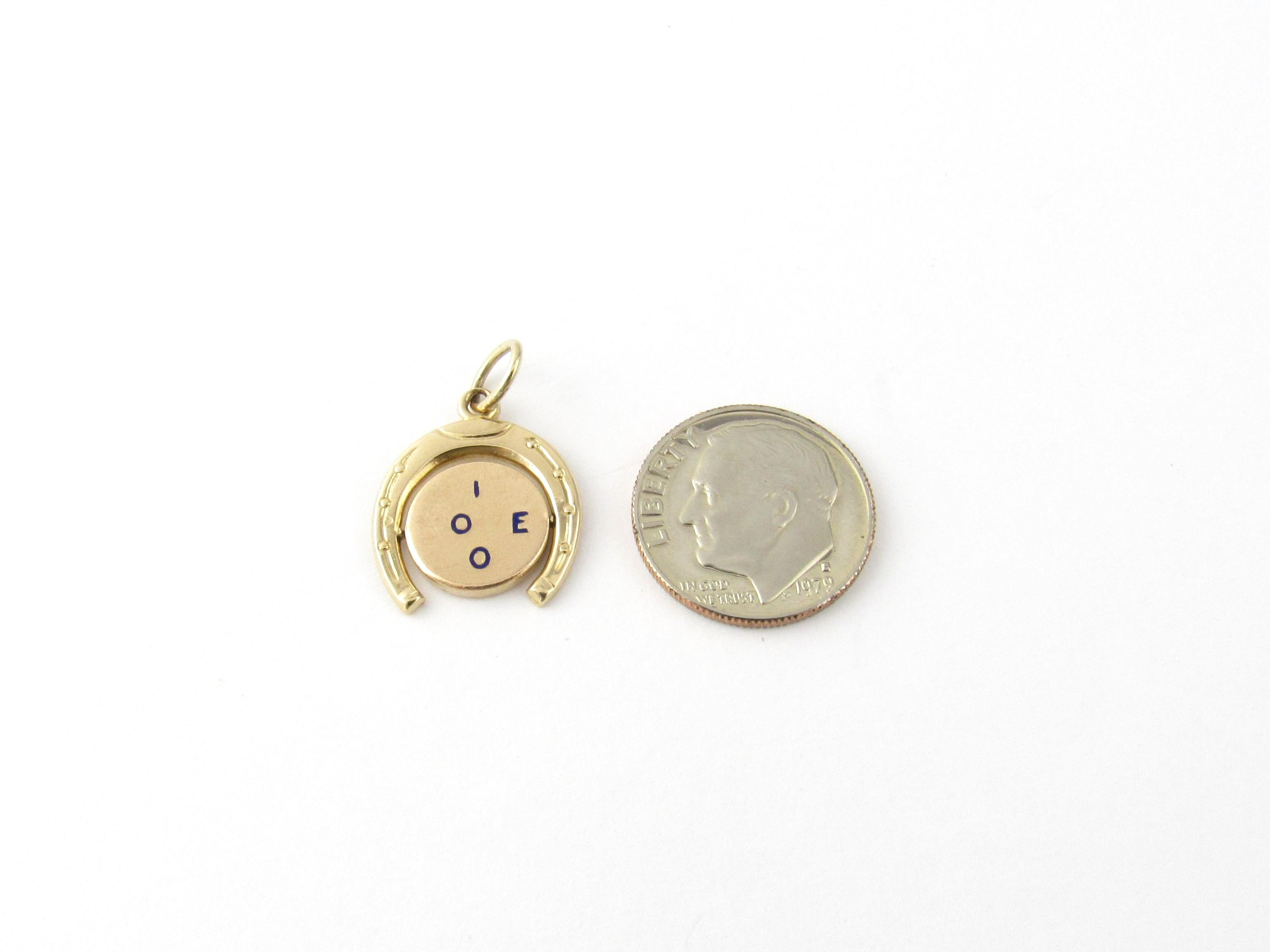 14 Karat Yellow Gold Horseshoe I Love You Spinner Charm 2