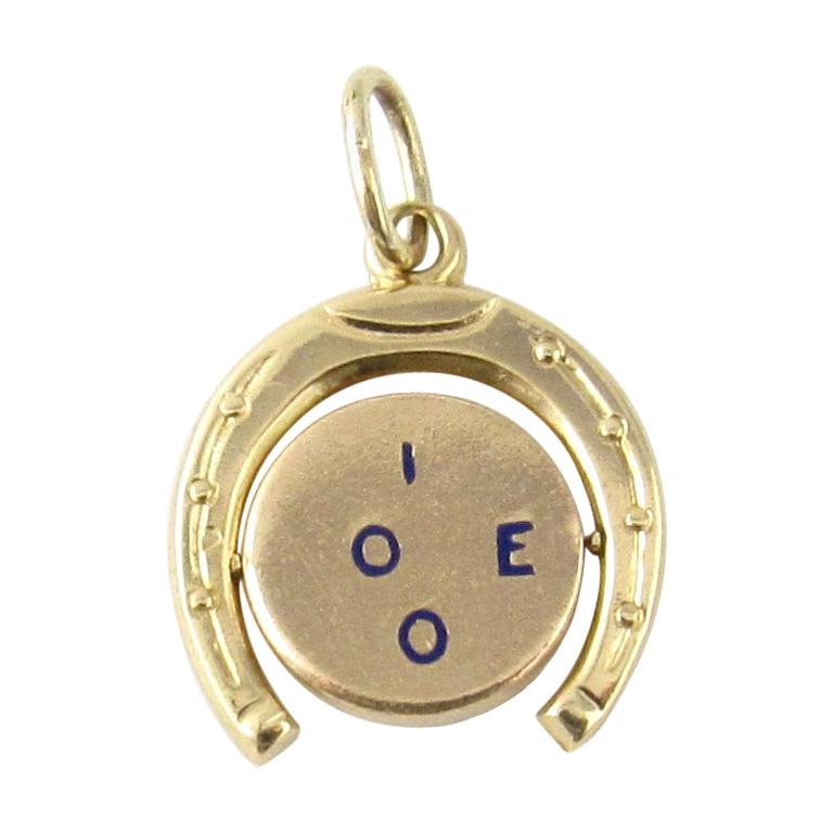 14 Karat Yellow Gold Horseshoe I Love You Spinner Charm