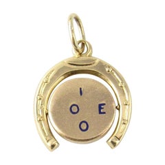 14 Karat Yellow Gold Horseshoe I Love You Spinner Charm