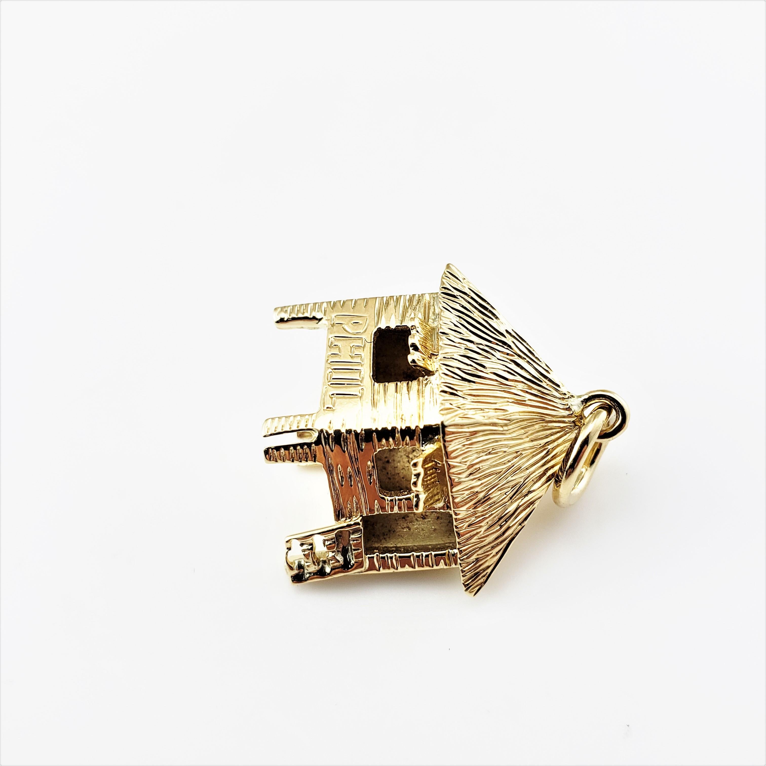 14 Karat Yellow Gold Hut Charm-

This lovely 3D charm features a beautifully detailed grass hut crafted in classic 14K yellow gold. 