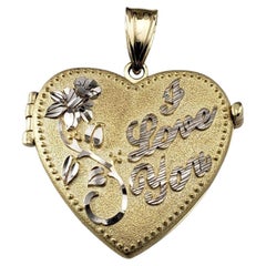 Pendentif en or jaune 14 carats "Je t'aime" - pendentif en forme de coeur