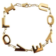 14 Karat Yellow Gold "I Love You" Link Bracelet #18565