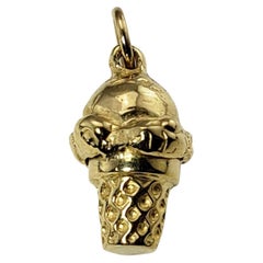 Vintage 14 Karat Yellow Gold Ice Cream Cone Charm