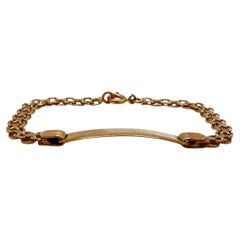 14 Karat Yellow Gold ID Bracelet, Fancy Curb Links, 7 Inches Long