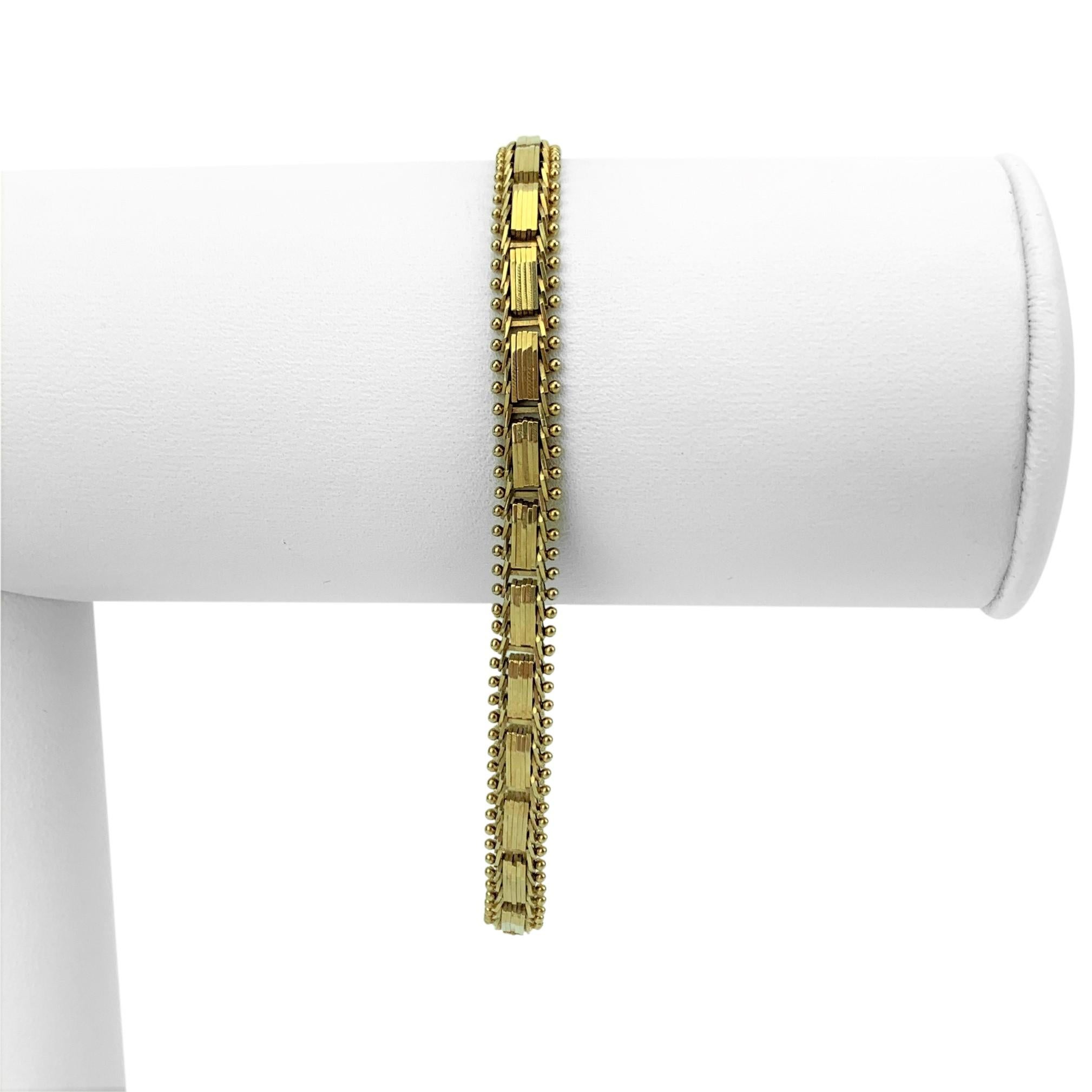 14k Yellow Gold 10.8g Imperial Gold QVC Mirror Bar Link Chain Bracelet 7.25