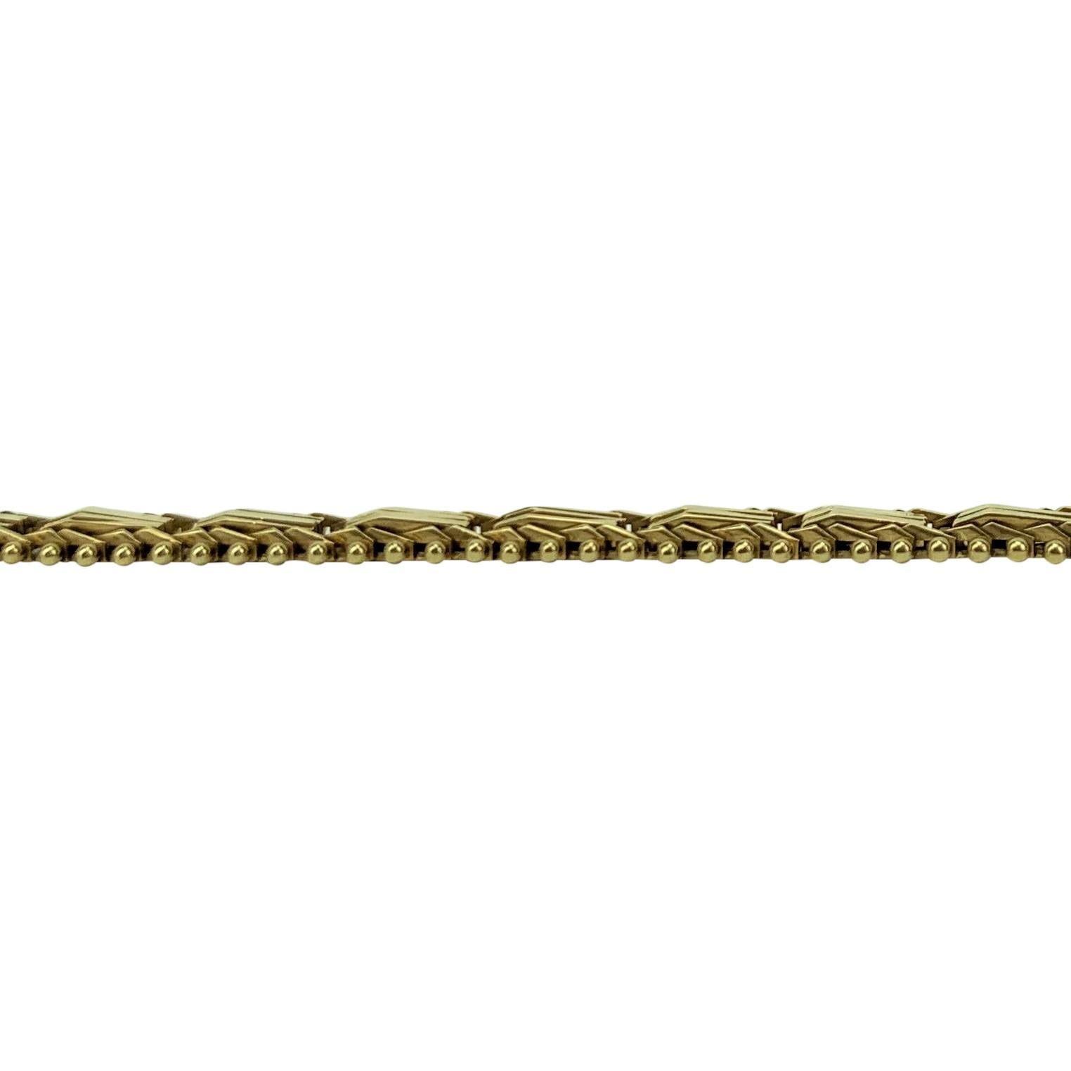 Women's 14 Karat Yellow Gold Imperial Gold Mirror Bar Link Chain Bracelet