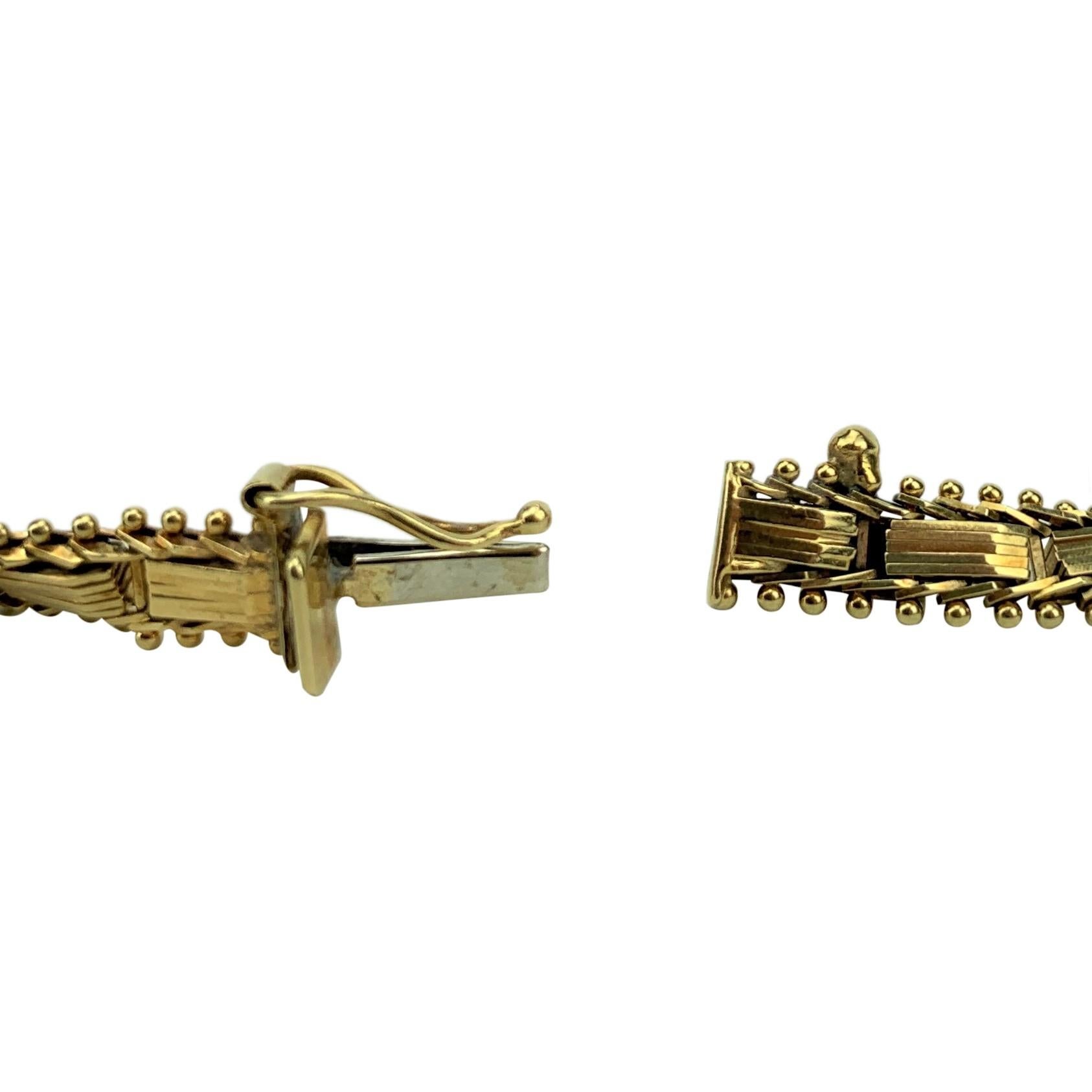 14 Karat Yellow Gold Imperial Gold Mirror Bar Link Chain Bracelet 1
