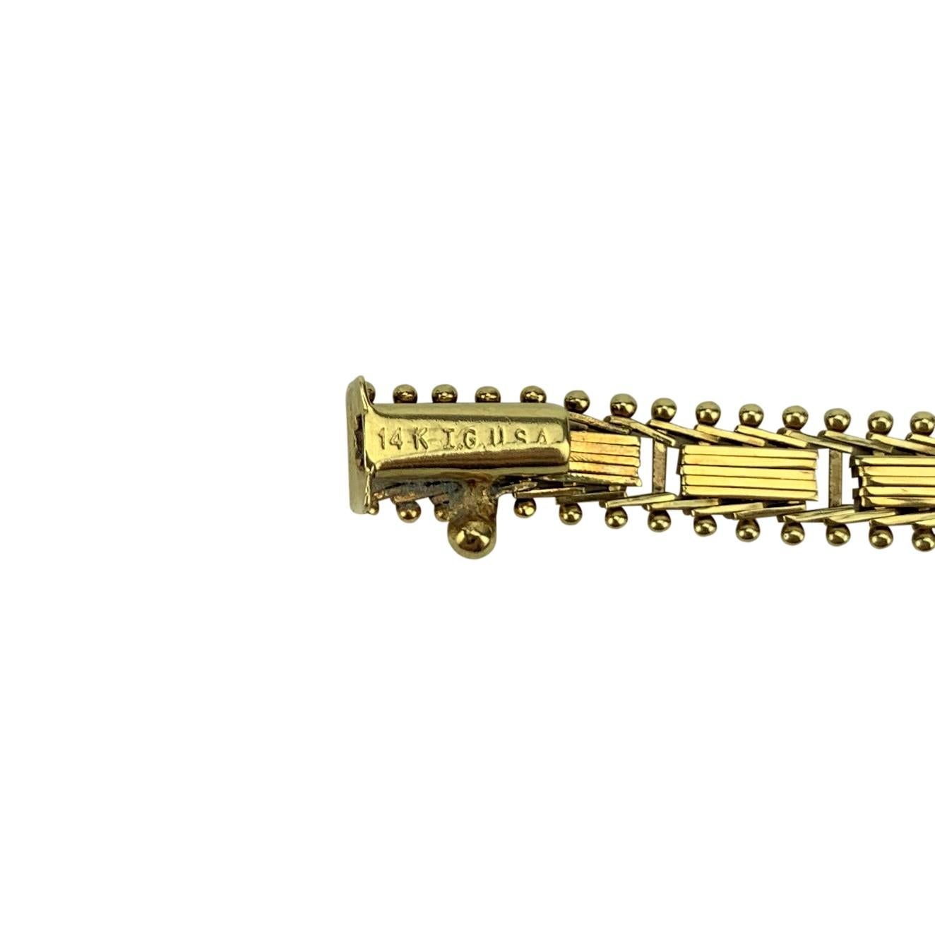 14 Karat Yellow Gold Imperial Gold Mirror Bar Link Chain Bracelet 2