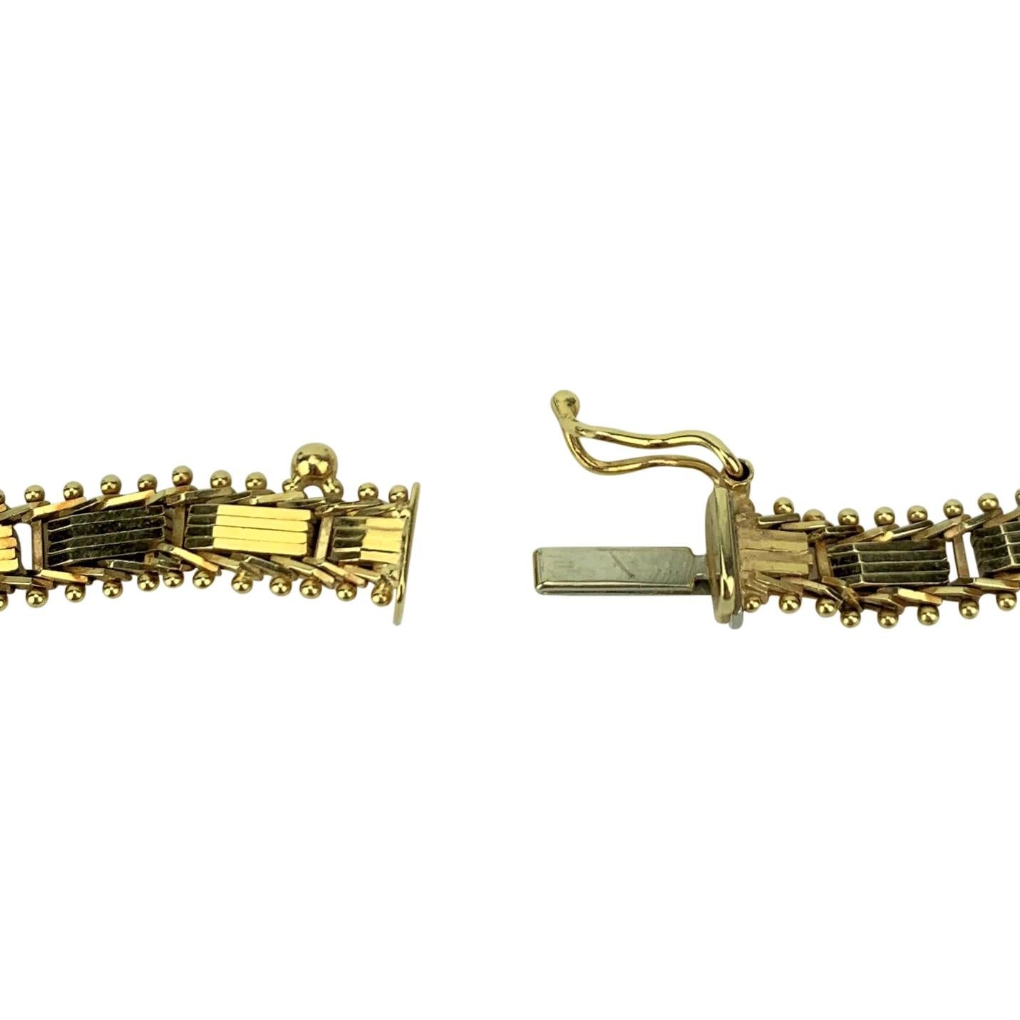 Women's 14 Karat Yellow Gold Imperial Gold Mirror Bar Link Chain Necklace