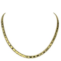 14 Karat Yellow Gold Imperial Gold Mirror Bar Link Chain Necklace