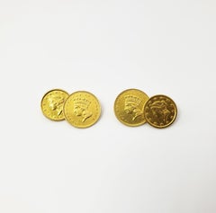 14 Karat Yellow Gold Indian Head Coin Cufflinks