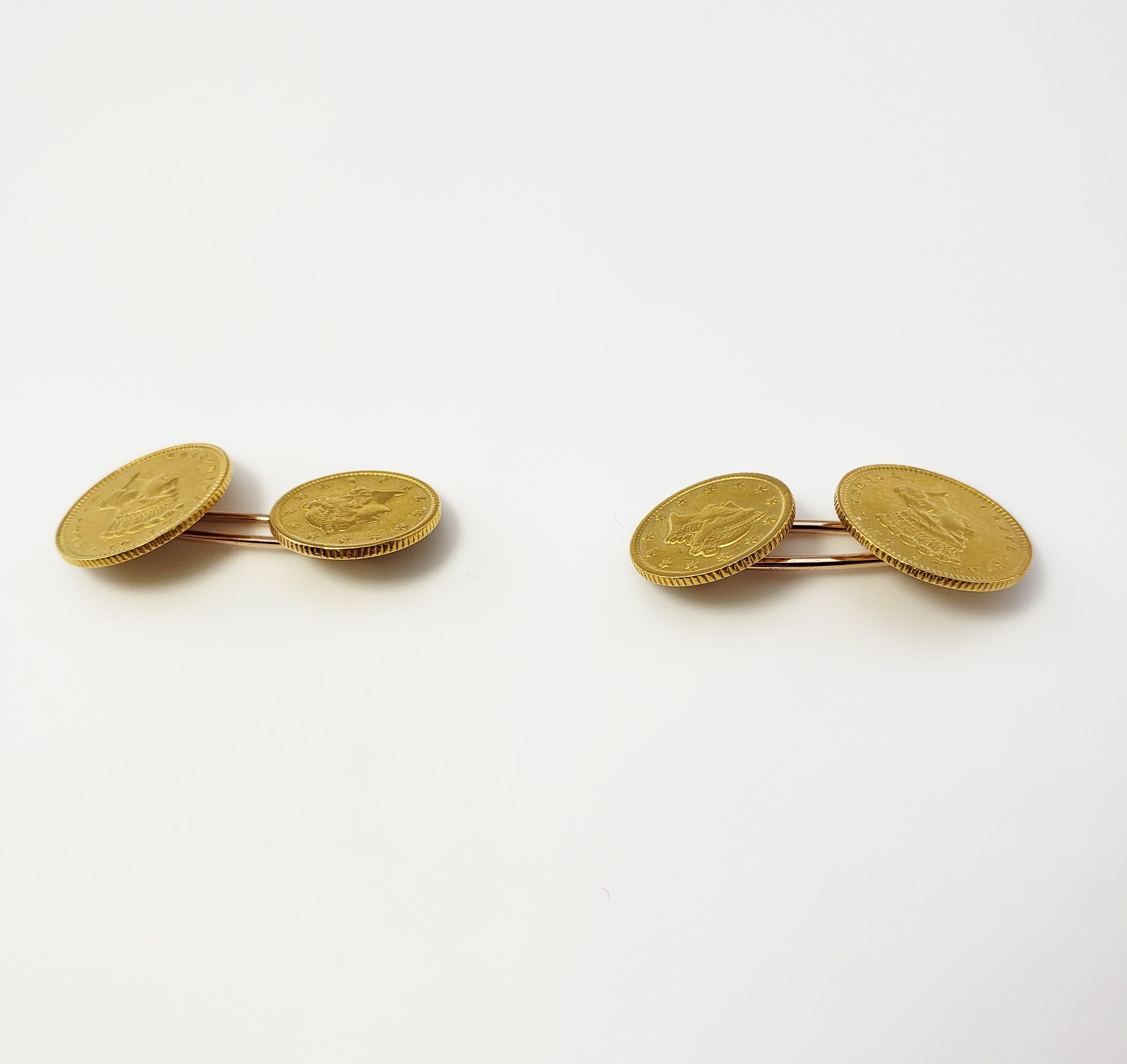 14 Karat Yellow Gold Indian Head Coin Cufflinks In Good Condition In Washington Depot, CT