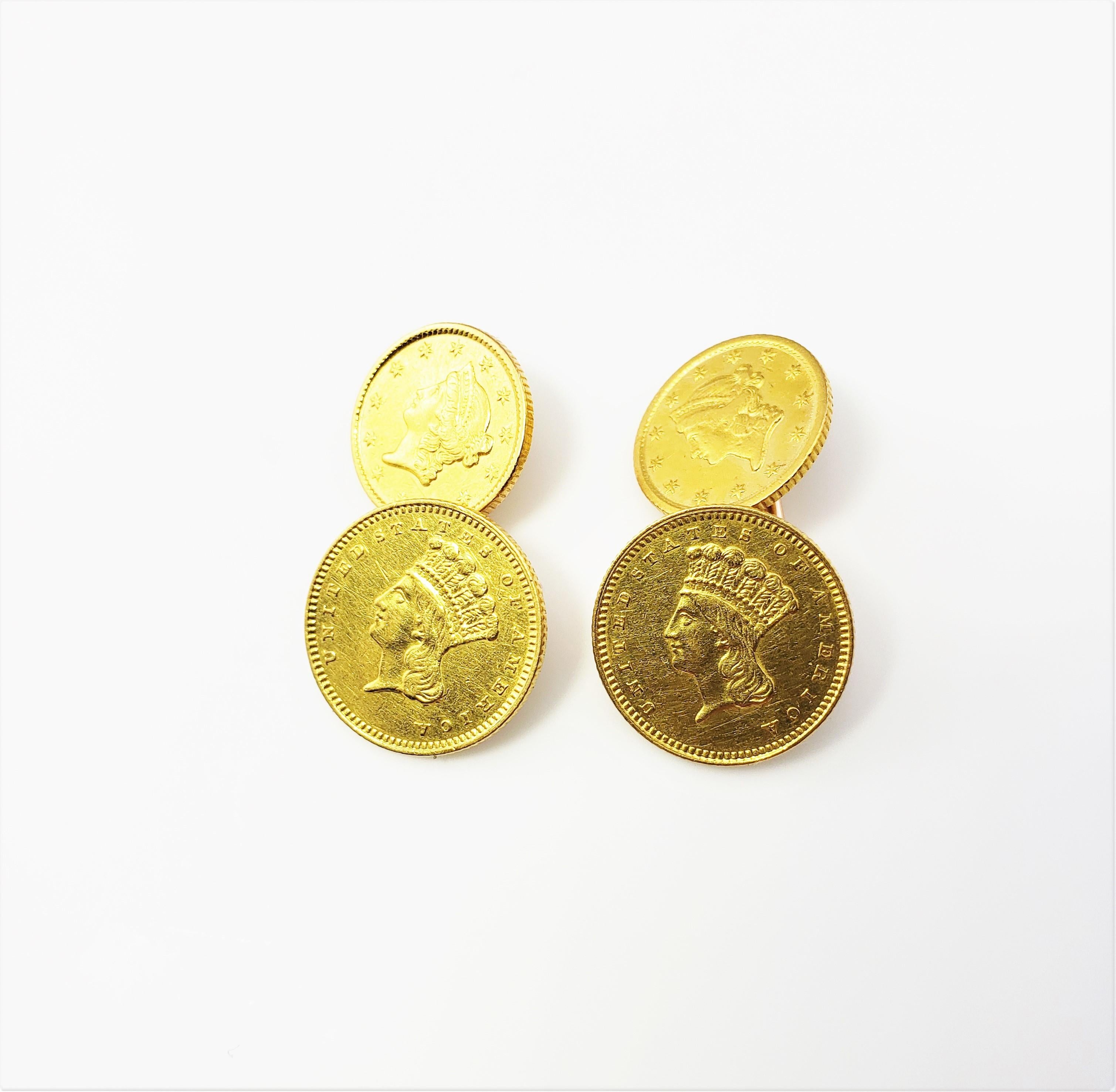 14 Karat Yellow Gold Indian Head Coin Cufflinks 1