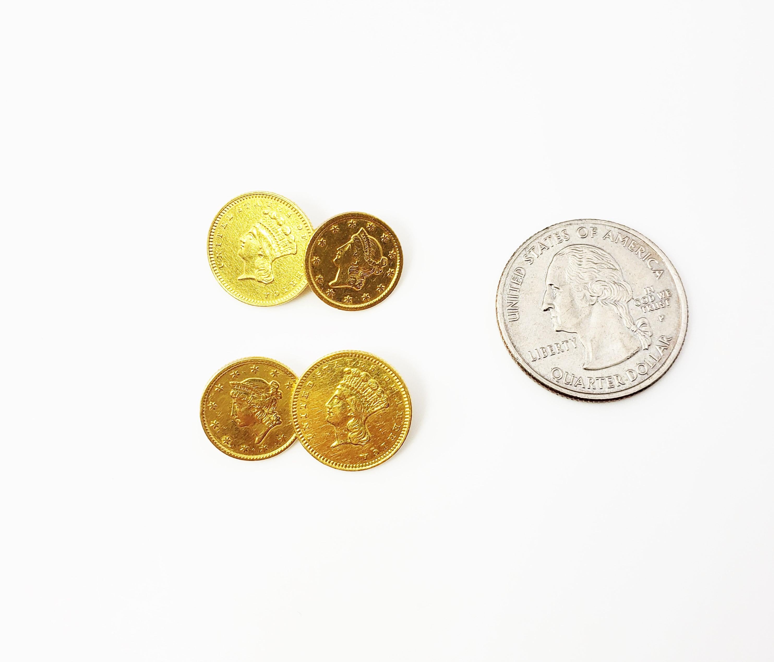 14 Karat Yellow Gold Indian Head Coin Cufflinks 2