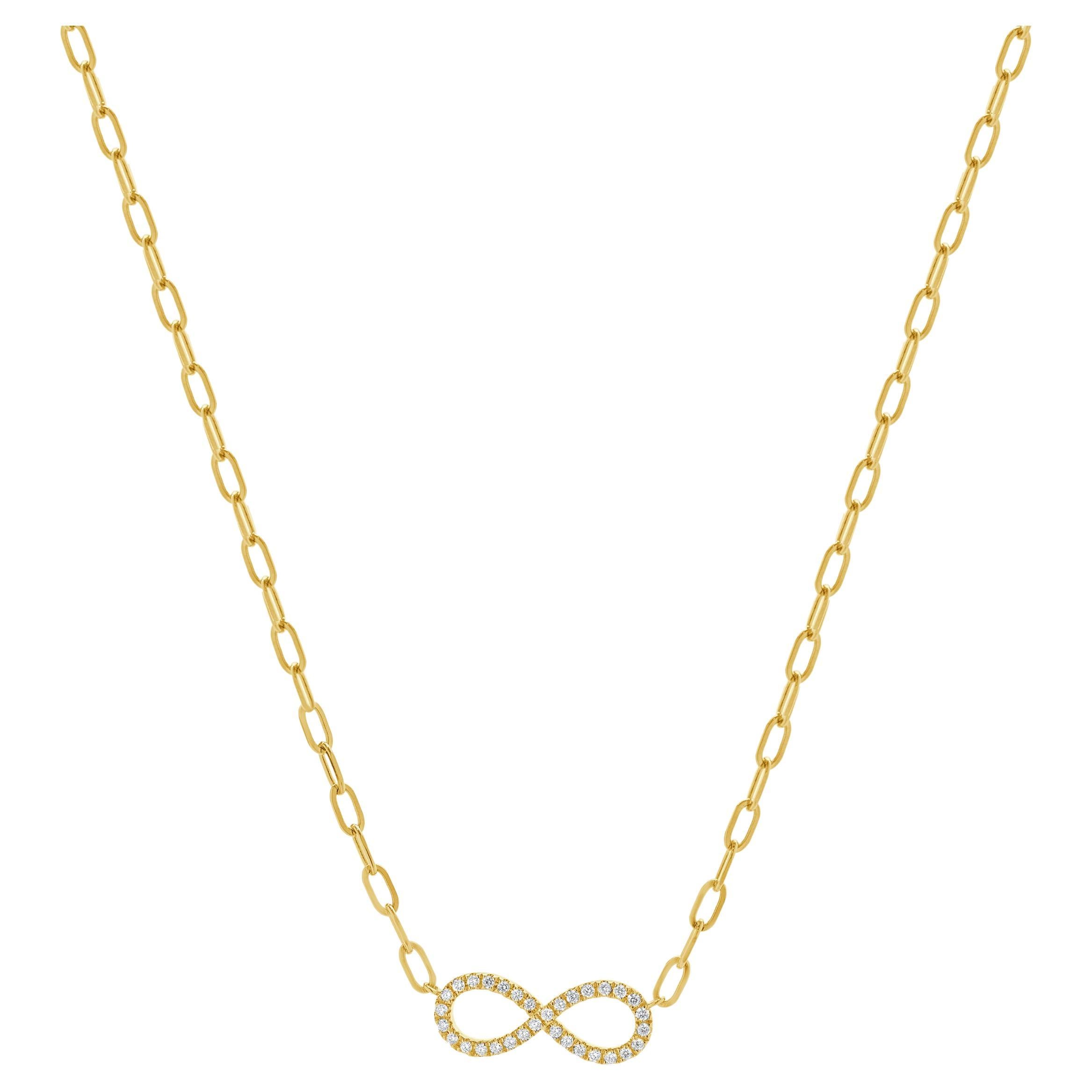 14 Karat Yellow Gold Infinity Diamond Necklace