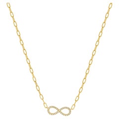 14 Karat Yellow Gold Infinity Diamond Necklace