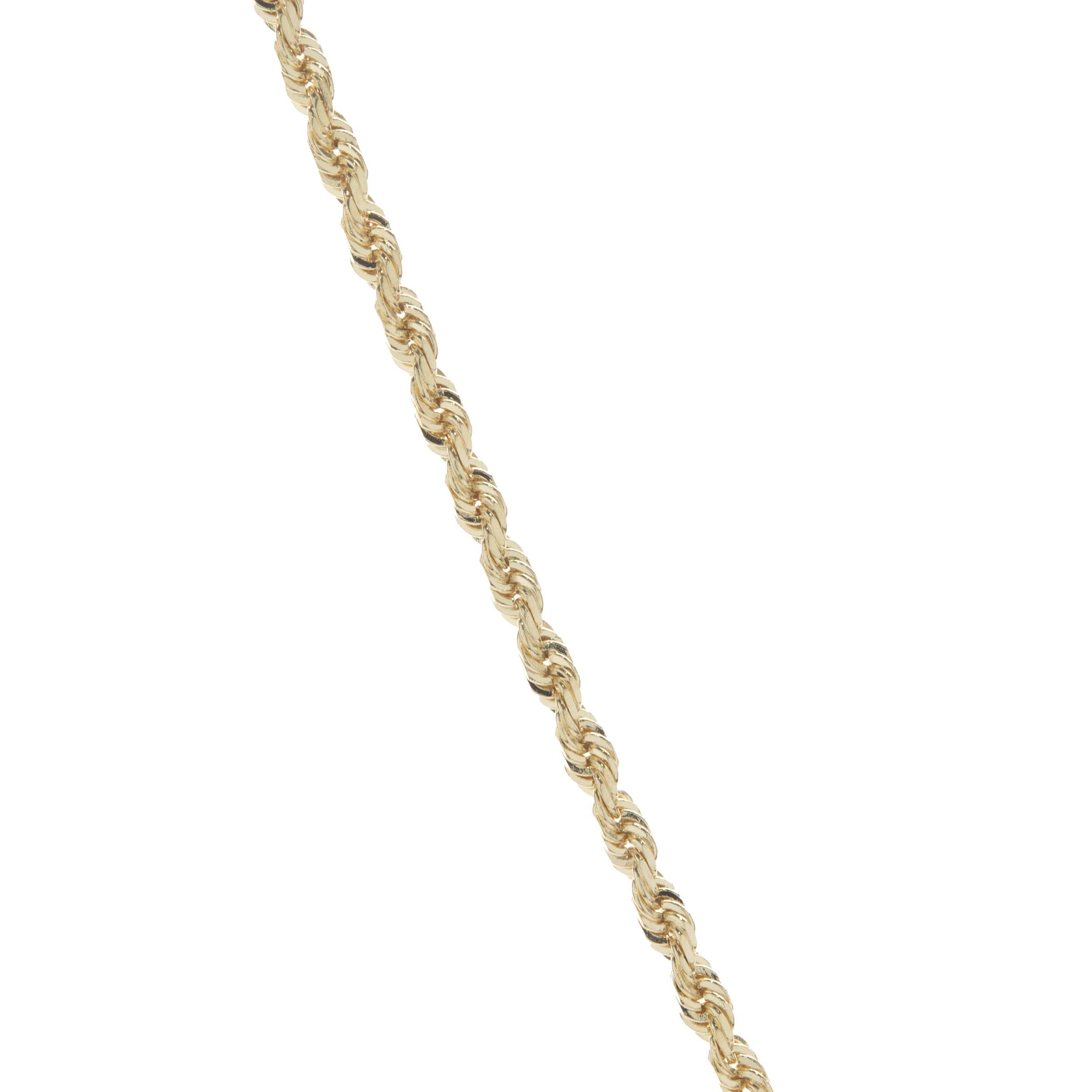 Designer: custom
Material: 14K yellow gold
Dimensions: necklace measures 18-inches in length
Weight: 6.5 grams