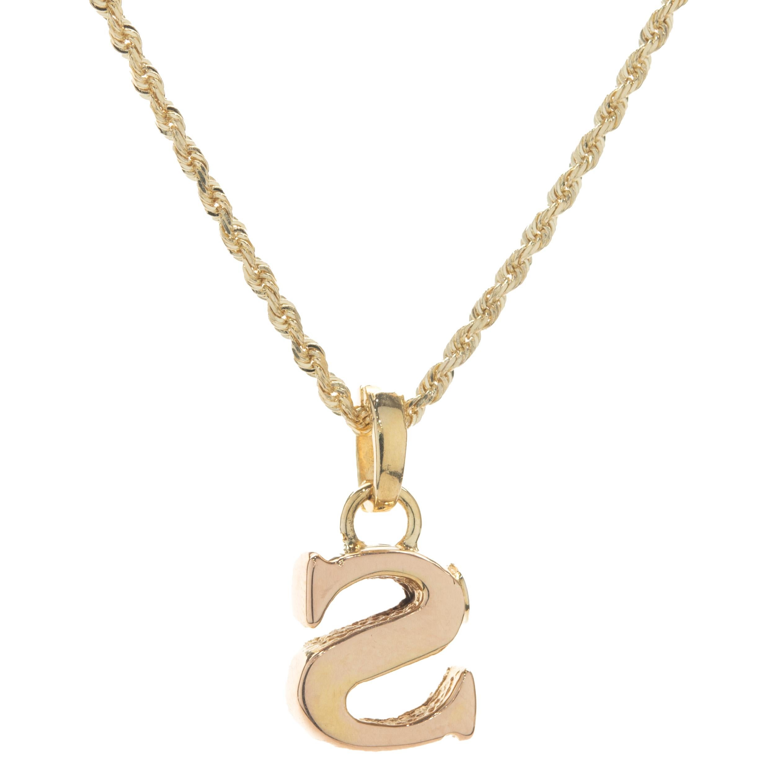 14 Karat Yellow Gold Initial S Necklace In Excellent Condition For Sale In Scottsdale, AZ