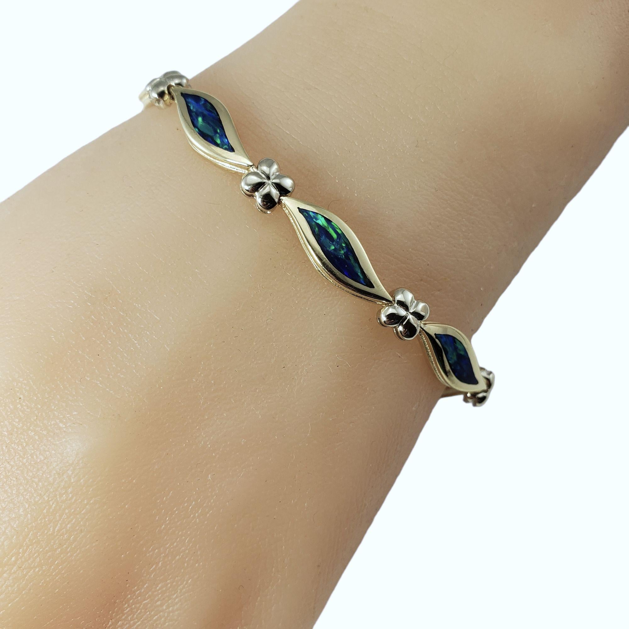 14 Karat Yellow Gold Inlaid Opal Bracelet #15088 For Sale 2