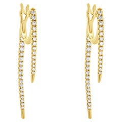 14 Karat Yellow Gold Inside Outside Diamond Spear Earrings