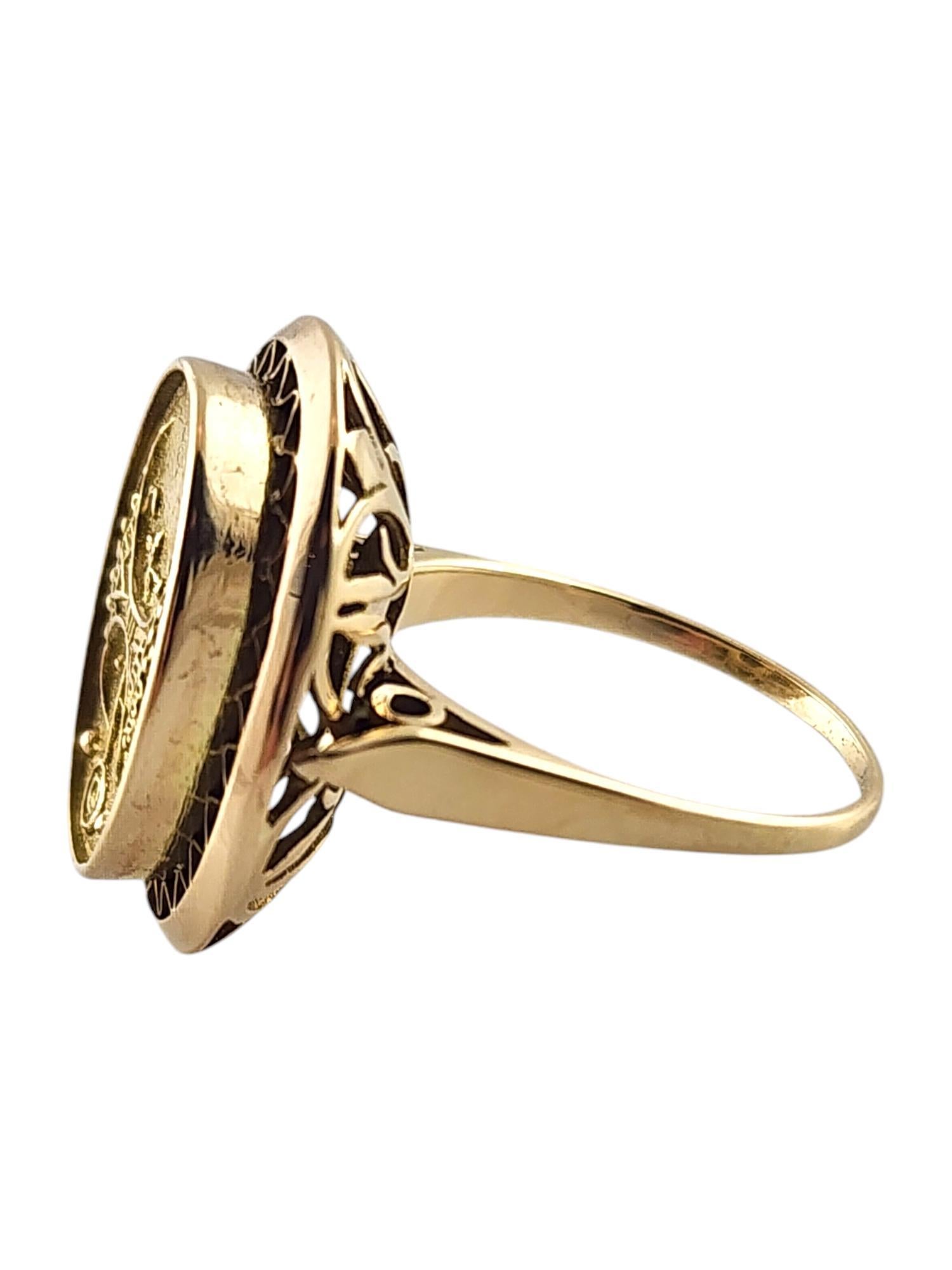 14 Karat Yellow Gold Intaglio Ring Size 5.25

This beautiful intaglio ring was meticulously crafted from 14K yellow gold with gorgeous detailing!

Ring size: 5.25
Shank: 1.10mm
Front: 19.96mm X 16.0mm X 7.6mm

Weight: 4.88 g/ 3.14 dwt

Tested