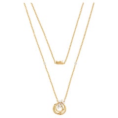 14 Karat Yellow Gold Interlocking Circles Pendant Necklace with Diamond Flower