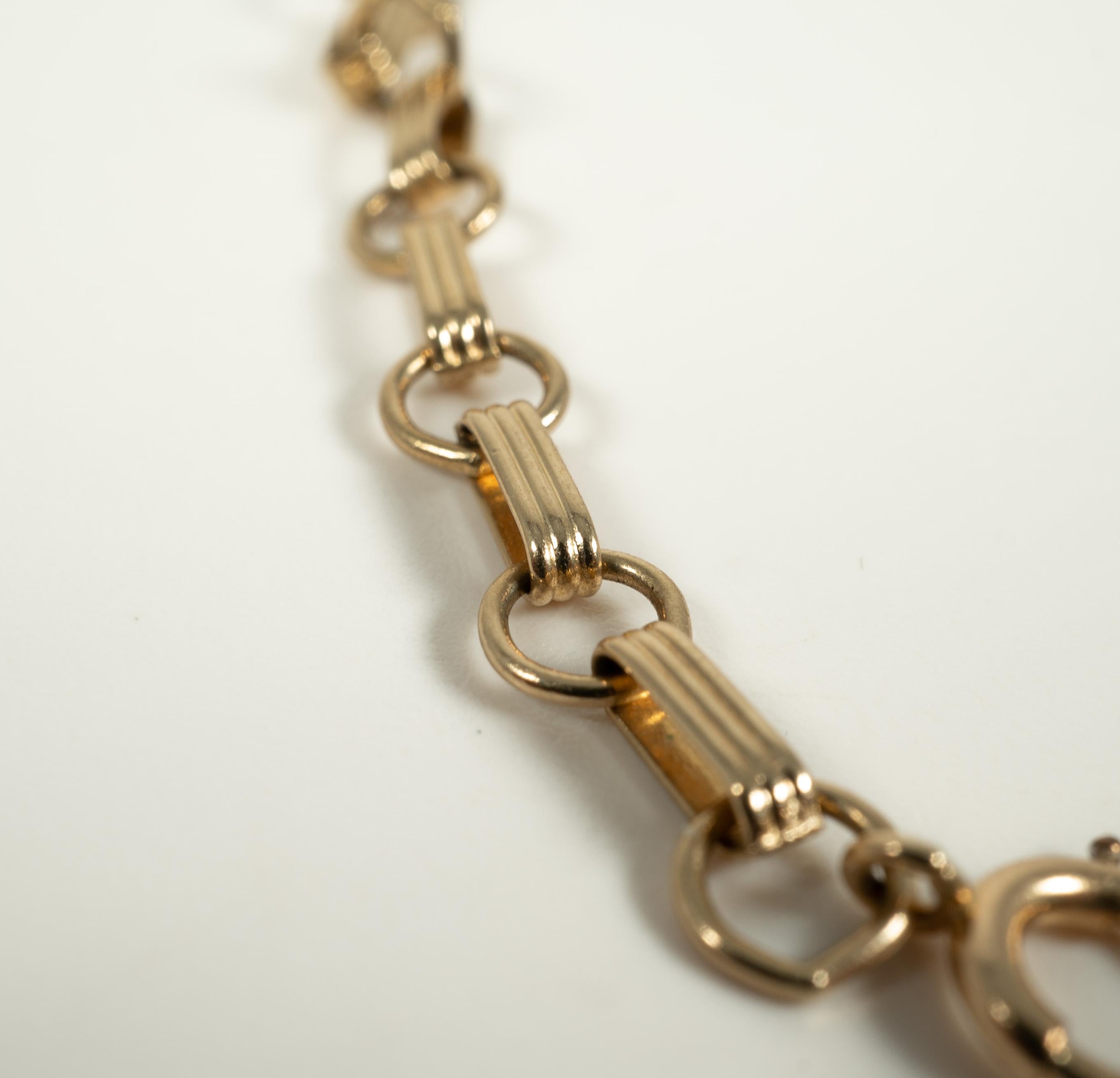 Bracelet en or jaune 14 carats à maillons entrelacés Bon état - En vente à Dallas, TX