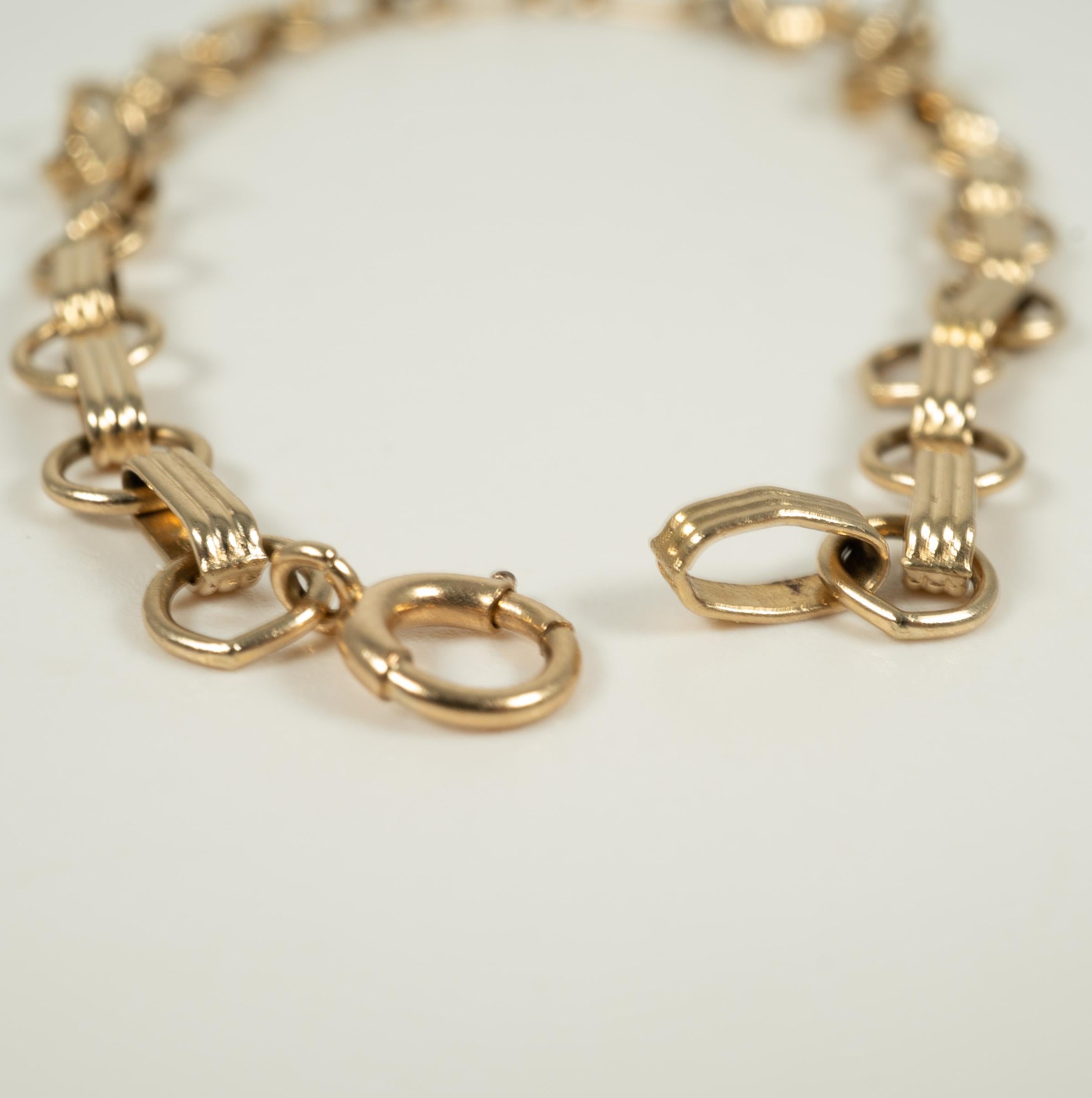 Bracelet en or jaune 14 carats à maillons entrelacés Unisexe en vente
