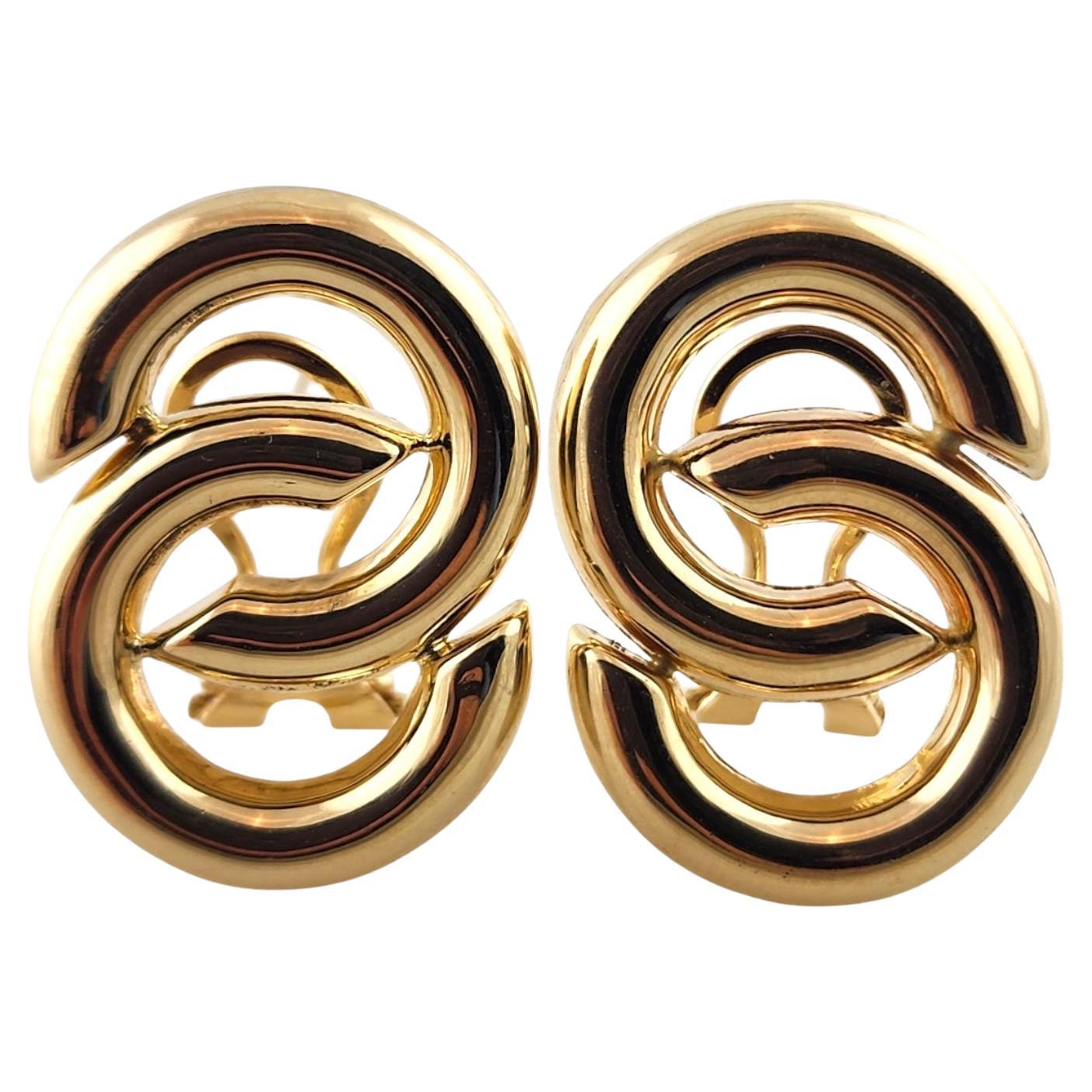Orecchini a Looping Figura 8 in oro giallo 14 carati #19170 in vendita