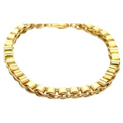 14 Karat Yellow Gold Interlocking Tube Link Bracelet 6.6 Grams Matching Necklace